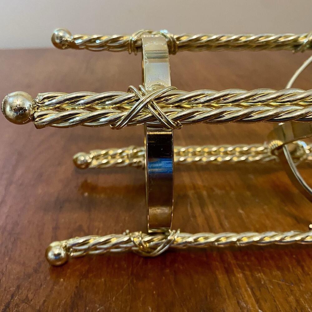 Vintage Plant Candle Stand 11” Holder Twisted Rope Design Brass with Glass Bowl - Picture 2 of 6